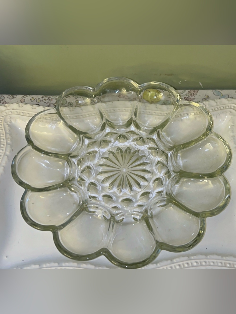 Anchor Hocking Clear Glass Deviled Egg Plate